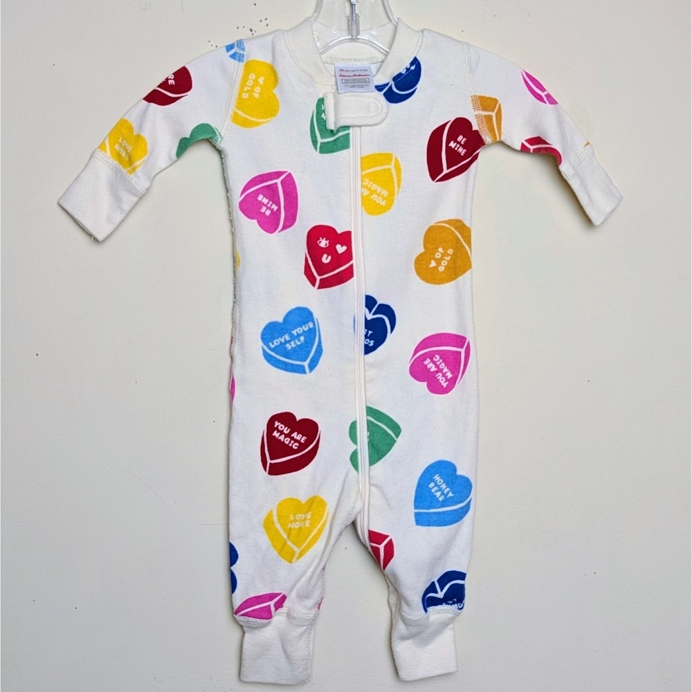 Hanna Andersson Candy Hearts Valentines Pajamas Baby Size 0-3 Months